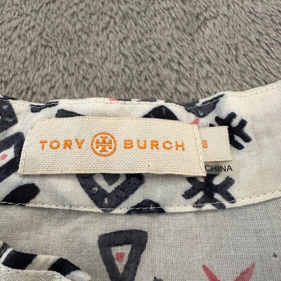 Tory Burch Tunic Blouse Women's size 8 100% Cotton Sequins Eye Top Shirt - Picture 4 of 7